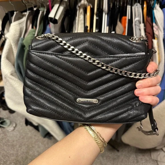 Never worn!! Rebecca Minkoff Black Leather Cross Body - Picture 2 of 5